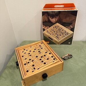 Vintage Brio Labyrinth Marble Game Wooden Maze Sweden Original Box Working